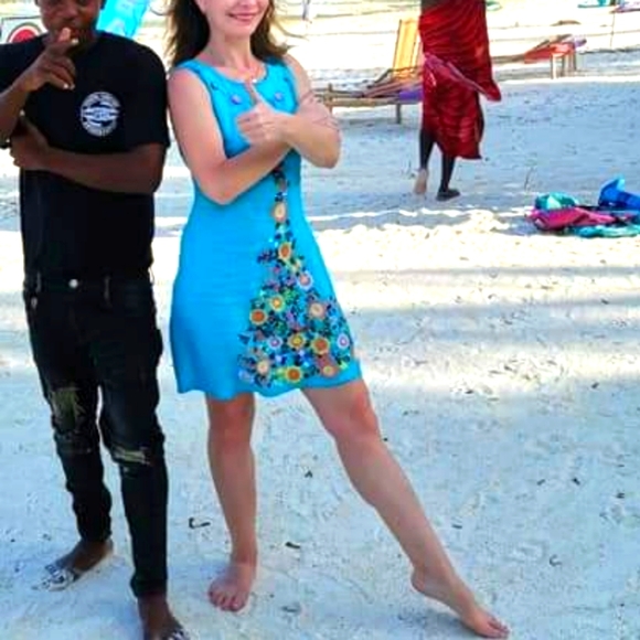 Women's natural linen dress with embroidery size S - Picture 1 of 14